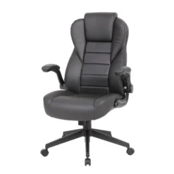 Executive High Back Leatherplus Flip Armchair Black - Boss Office Products