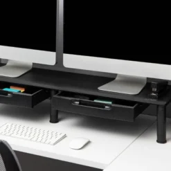 Mind Reader Large Dual Monitor Stand With Storage Riser Black -Living Space Shop GUEST f874e74b 6235 4242 a714 21cd180aea5a
