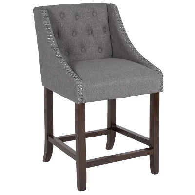 Merrick Lane Upholstered Counter Stool 24" High Transitional Tufted Counter Stool With Accent Nail Trim 14 Merrick Lane Upholstered Counter Stool 24" High Transitional Tufted Counter Stool With Accent Nail Trim - Image 14