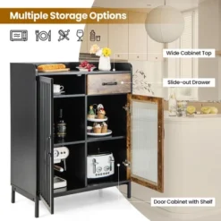 Costway Kitchen Sideboard Buffet Bar Cabinet Accent Cupboard With Metal Glass Door & Drawer 13 Costway Kitchen Sideboard Buffet Bar Cabinet Accent Cupboard With Metal Glass Door & Drawer -Living Space Shop GUEST f8de8f30 990e 4956 b08a e5127e575be2