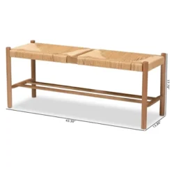 Saura Oak Wood Hemp Dining Bench Brown - Baxton Studio -Living Space Shop GUEST fa887503 5f62 49b3 aa58 2f28bf9f7969