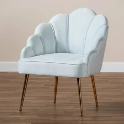 Cinzia Velvet Upholstered Seashell Shaped Accent Chair - Baxton Studio -Living Space Shop GUEST fb68eb1d ae27 45b7 bc1d 042358bf448b