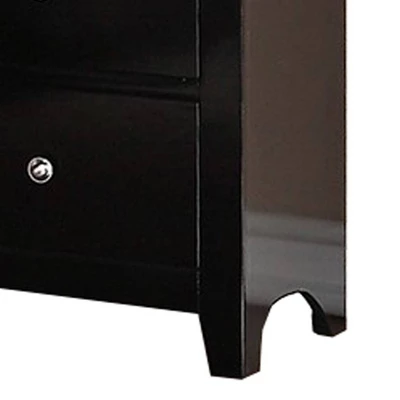 2 Drawer Wooden Nightstand With Metal Knobs Brown - Benzara 3 2 Drawer Wooden Nightstand With Metal Knobs Brown - Benzara - Image 3