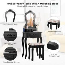 Tangkula Vanity Mirror Makeup Dressing Table Set W/ Stool Drawer Wood Desk 16 Tangkula Vanity Mirror Makeup Dressing Table Set W/ Stool Drawer Wood Desk -Living Space Shop GUEST fc743b7c 4676 4e4b b3d5 d7d6da3f02d4