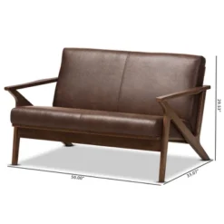 Bianca Mid-Modern Walnut Wood Distressed Faux Leather 2 Seater Loveseat Dark Brown - Baxton Studio -Living Space Shop GUEST fcc4598f e0d0 4d14 aad7 74a0c9f1f84d