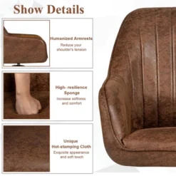 Costway Mid Century Swivel Accent Chair Hot-Stamping Cloth Armchair Retro Brown -Living Space Shop GUEST fd9071d5 47ca 402f b464 6b064e36f618