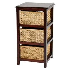 Seabrook ThreeTier Storage Unit With Espresso And Natural Baskets - OSP Home Furnishings -Living Space Shop GUEST fdb2a7c5 6efe 408a 8a7a 94fbe2f34f5a