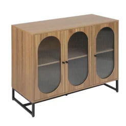 Aubrey 33.07'' H X 40.63'' W X 15.75'' D Storage Cabinet With 3 Glass Door Wine Cabinet With Adjustable Shelf Sideboards And Buffets-Maison Boucle 15 Aubrey 33.07'' H X 40.63'' W X 15.75'' D Storage Cabinet With 3 Glass Door Wine Cabinet With Adjustable Shelf Sideboards And Buffets-Maison Boucle -Living Space Shop GUEST fe3837c8 8d56 4126 8933 77847448a191