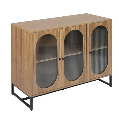 Aubrey 33.07'' H X 40.63'' W X 15.75'' D Storage Cabinet With 3 Glass Door Wine Cabinet With Adjustable Shelf Sideboards And Buffets-Maison Boucle 6 Aubrey 33.07'' H X 40.63'' W X 15.75'' D Storage Cabinet With 3 Glass Door Wine Cabinet With Adjustable Shelf Sideboards And Buffets-Maison Boucle - Image 6