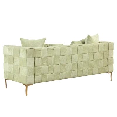 80.5" Modern Upholstered Sofa With Golden Metal Legs And 4 Pillows-ModernLuxe 10 80.5" Modern Upholstered Sofa With Golden Metal Legs And 4 Pillows-ModernLuxe - Image 10