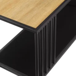 55.5" Modern 4 Shelf With Metal Bar Room Divider Bookcase Coastal Oak/Black - Saracina Home -Living Space Shop GUEST ffa6e104 97bb 4319 b27b 600bbe750d80