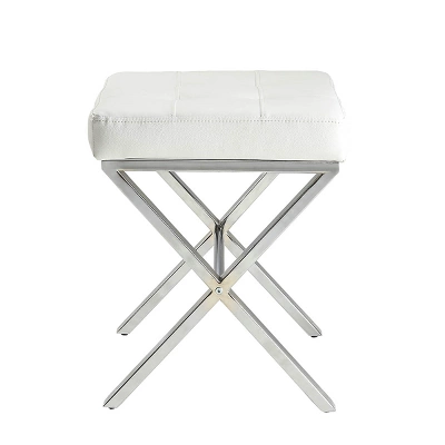 Evon Vanity Bench White/Chrome - Carolina Chair & Table 1 Evon Vanity Bench White/Chrome - Carolina Chair & Table